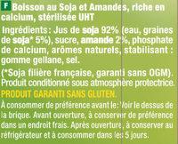 Boisson Gourmande Soja & Amande Ingredients