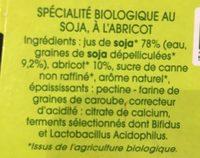 SOJADE ABRICOT BIFIDUS Ingredients