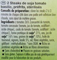 Soy Burgers Tomates-basilic Ingredients