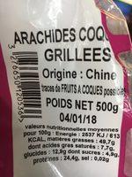 500G ARACHIDES COQUES GRILLES PROFRUIT Ingredients