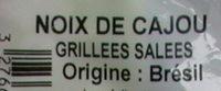 Noix De Cajou Grilles Et Sales Ingredients