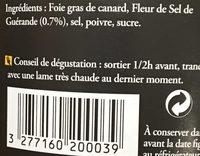 Foie Gras De Canard Entier Du Sud-ouest  Ingredients