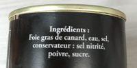 Bloc De Foie Gras De Canard Du Sud-Ouest Ingredients