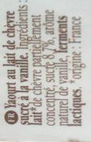 Yaourt Nature Au Lait De Chvre Vanille Ingredients