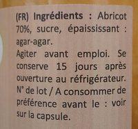 Coulis D'abricot Ingredients