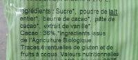 Pepites De Chocolat Au Lait Bio Ingredients