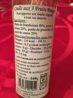 160G Coulis Fruits Rouges Guepratte Ingredients