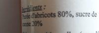 160GR Coulis Abricot Guepratte Ingredients