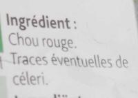 Le Chou Rouge, Prt  Consommer (3/4 Portions) Ingredients