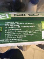 15 Oeufs Bio Lev En Plein Air Certifi Agriculture Biologique Ingredients