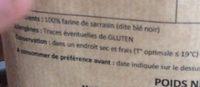 Farine De Ble Noir Ingredients