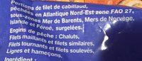800G Sachet Filet De Cabillaud Ingredients
