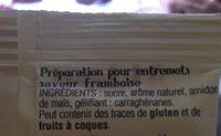 45G Preparation Entremets Framboise V. Trappe Ingredients