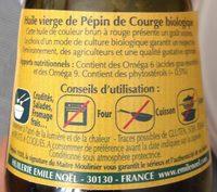 Huile Vierge Biologique Ppin De Courge Ingredients