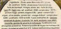 Olives Manzanilla  L'andalouse Ingredients