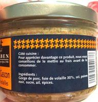 Pate Du Gascon Au Foies De Volailles BIRABEN Ingredients