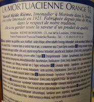 La Mortuacienne Orangenlimonade 1,0 L Rieme Boissons, Frankreich Ingredients