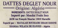 Dattes De Tunisie Ingredients
