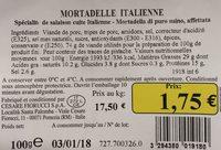 Chiffonnade De Mortadelle Italienne Ingredients