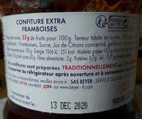 Confiture Extra Framboise Ingredients