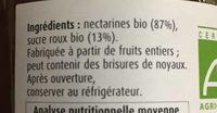 Compote Bio Nectarine Ingredients