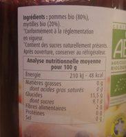 Pure Pommes Myrtilles Ingredients