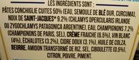 Box  La Bretonne (Ptes Conchiglie Aux Saint-Jacques*, Cidre Breton & Crme) Ingredients
