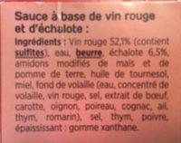 Sauce Echalote Vin Rouge 3 Doses Ingredients