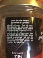 Pate Recette Basque Au Piment Despelette Ingredients