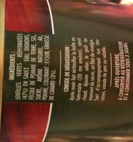 Lentilles Cuisinees Ingredients