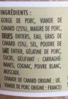 MERCADIER : Pt De Canard Ingredients