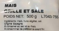MAIS GRILLE ET SALE Ingredients