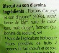 Biscuits Au Son D'avoine Ingredients