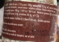 Saucisson Sec Aux Noisettes Entireres Ingredients