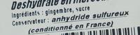Gingembre Ingredients