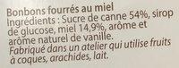 Bonbons Fourrs Miel Ingredients