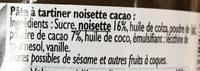 Pate  Tartiner Noisette Cacao Ingredients