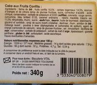Cake Gourmand Tuuti Fruti Ingredients