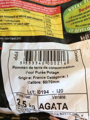Pomme De Terre Pour Frite, Pure Et Potage, Varit  Milva,      Catgorie 1, Calibre 50/70mm