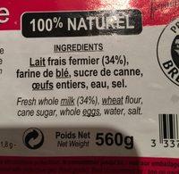 Crepe Au Lait Frais Ingredients