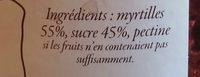 Confiture Extra De Myrtilles Ingredients