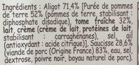 Aligot Saucisse Ingredients