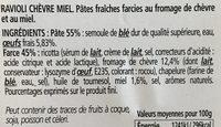 Ison, Ravioli Au Chevre Affine Et Au Miel, La Barquette De Ingredients
