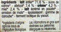 Yaourt Gourmand Abricot Miel Ingredients