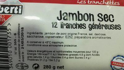 Jambon Sec 12 Tranches Gnreuses