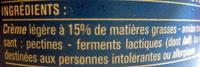 Crme Frache Lgre Paisse (15 % MG)  Ingredients
