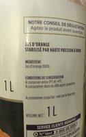 Pur Jus D'orange Fraichement Press Ingredients