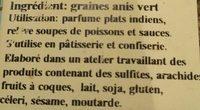 Anis Graines Vert Ingredients
