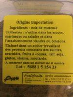 Muscade Moulue Ingredients