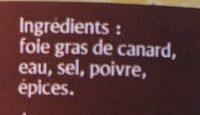 Bloc De Foie Gras De Canard Des Landes Ingredients